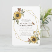 Rustige zonnebloemen Baptisme Invitation Kaart (Staand voorkant)