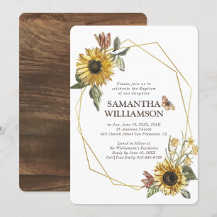 Rustige zonnebloemen Baptisme Invitation Kaart