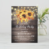 Rustige zonnebloemen Barn Wood Birthday Party Invi Kaart (Staand voorkant)