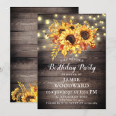 Rustige zonnebloemen Barn Wood Birthday Party Invi Kaart (Voorkant / Achterkant)