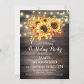 Rustige Zonnebloemen Barn Wood Birthday Party Kaart (Voorkant)