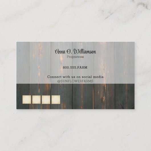 Rustige zonnebloemen Barn Wood Visitekaartje (Achterkant)