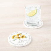 Rustige zonnebloemen bewaren de datum zandsteen onderzetter (Zijkant)