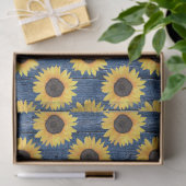 Rustige zonnebloemen Blauw-weefselpapier Tissuepapier (Geschenk)