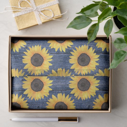 Rustige zonnebloemen Blauw-weefselpapier Tissuepapier (Geschenk)