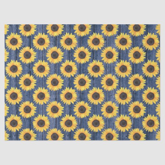 Rustige zonnebloemen Blauw-weefselpapier Tissuepapier (Voorkant)