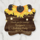 Rustige zonnebloemen Blauwe Birthday Party Bedankjes Labels (Achterkant)