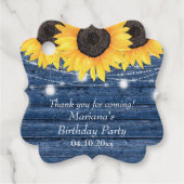 Rustige zonnebloemen Blauwe Birthday Party Bedankjes Labels (Voorkant)