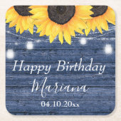 Rustige zonnebloemen Blauwe Birthday Party Kartonnen Onderzetters (Voorkant)