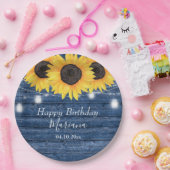 Rustige zonnebloemen Blauwe Birthday Party Papieren Bordje (Feest)