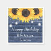 Rustige zonnebloemen Blauwe Birthday Party Servet (Voorkant)