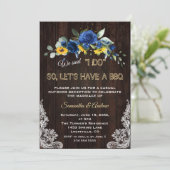 Rustige zonnebloemen Blauwe Bloemen Lace I DO BBQ Kaart (Staand voorkant)