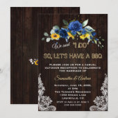 Rustige zonnebloemen Blauwe Bloemen Lace I DO BBQ Kaart (Voorkant / Achterkant)