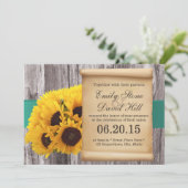 Rustige zonnebloemen Blauwgroen Belt Wedding Invit Kaart (Staand voorkant)