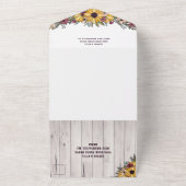 Rustige zonnebloemen Bleek Houtkorrel Wedding All In One Uitnodiging (Buitenkant)