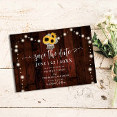 Rustige zonnebloemen Bouquet Lights Barn Wood Wedd Save The Date