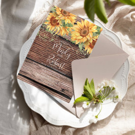 Rustige zonnebloemen Bouquet Waterverf Wedding B Kaart