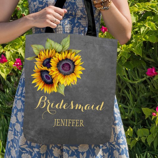 Rustige zonnebloemen, bruidsbruidsmeisje tote bag