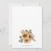 Rustige zonnebloemen bruiloft kaart (Achterkant)