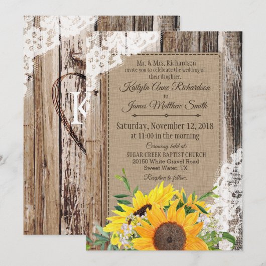 Rustige zonnebloemen bruiloft kaart (Voorkant / Achterkant)