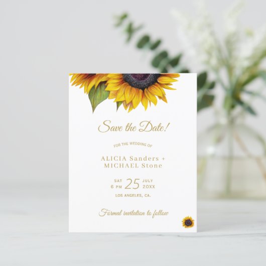 Rustige zonnebloemen BUDGET bespaart de datum brui (Staand voorkant)