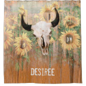 Rustige zonnebloemen Bull Koe Westerne schedel Douchegordijn (Voorkant)