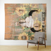 Rustige zonnebloemen Bull Skull Western Fotografie Wandkleed (In Situ (horizontaal))