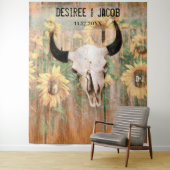 Rustige zonnebloemen Bull Skull Western Fotografie Wandkleed (In situ)