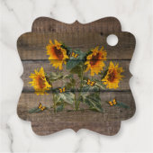 Rustige zonnebloemen Butterflies Barn Board Bedankjes Labels (Achterkant)