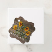 Rustige zonnebloemen Butterflies Barn Board Bedankjes Labels (In situ)