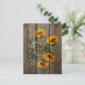Rustige zonnebloemen Butterflies Barn Board Briefkaart (Staand voorkant)