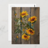 Rustige zonnebloemen Butterflies Barn Board Briefkaart (Voorkant / Achterkant)