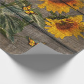 Rustige zonnebloemen Butterflies Barn Board Cadeaupapier (Hoek)