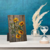 Rustige zonnebloemen Butterflies Barn Board Fotoplaat (Zijkant)