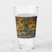 Rustige zonnebloemen Butterflies Barn Board Glas (Achterkant)