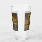Rustige zonnebloemen Butterflies Barn Board Glas (Links)
