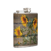 Rustige zonnebloemen Butterflies Barn Board Heupfles (Rechts)