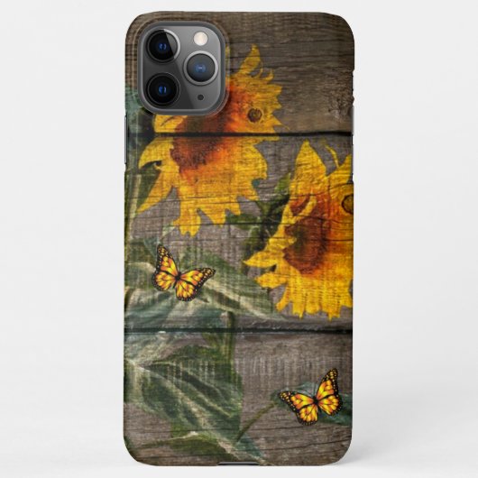 Rustige zonnebloemen Butterflies Barn Board iPhone Hoesje (Achterkant)