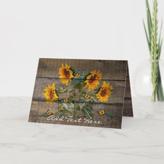 Rustige zonnebloemen Butterflies Barn Board Kaart (Voorkant)