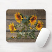 Rustige zonnebloemen Butterflies Barn Board Muismat (Met muis)