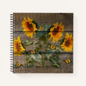 Rustige zonnebloemen Butterflies Barn Board Notitieboek (Voorkant)