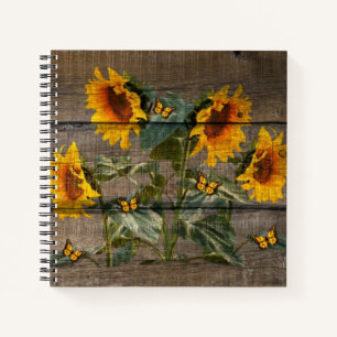 Rustige zonnebloemen Butterflies Barn Board Notitieboek