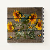 Rustige zonnebloemen Butterflies Barn Board Notitieboek (Achterkant)