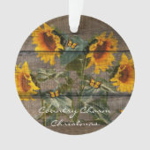 Rustige zonnebloemen Butterflies Barn Board Ornament (voorkant)