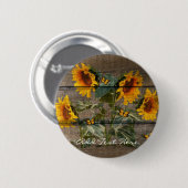 Rustige zonnebloemen Butterflies Barn Board Ronde Button 5,7 Cm (Voorkant /achterkant)