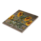 Rustige zonnebloemen Butterflies Barn Board Tegeltje (Zijkant)