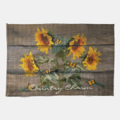 Rustige zonnebloemen Butterflies Barn Board Theedoek (Horizontaal)