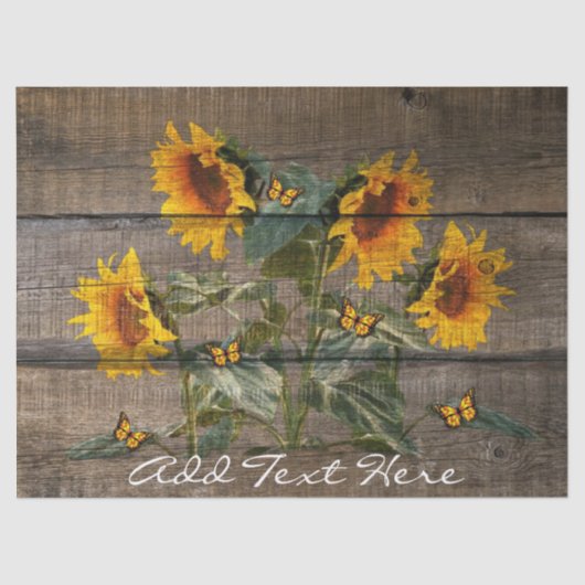 Rustige zonnebloemen Butterflies Barn Board Tissuepapier (Voorkant)