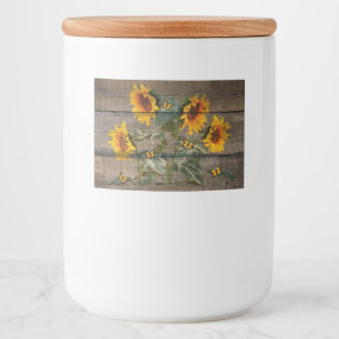 Rustige zonnebloemen Butterflies Barn Board Voedselcontainer Etiket