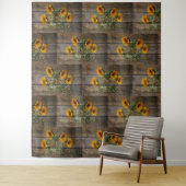 Rustige zonnebloemen Butterflies Barn Board Wandkleed (In situ)